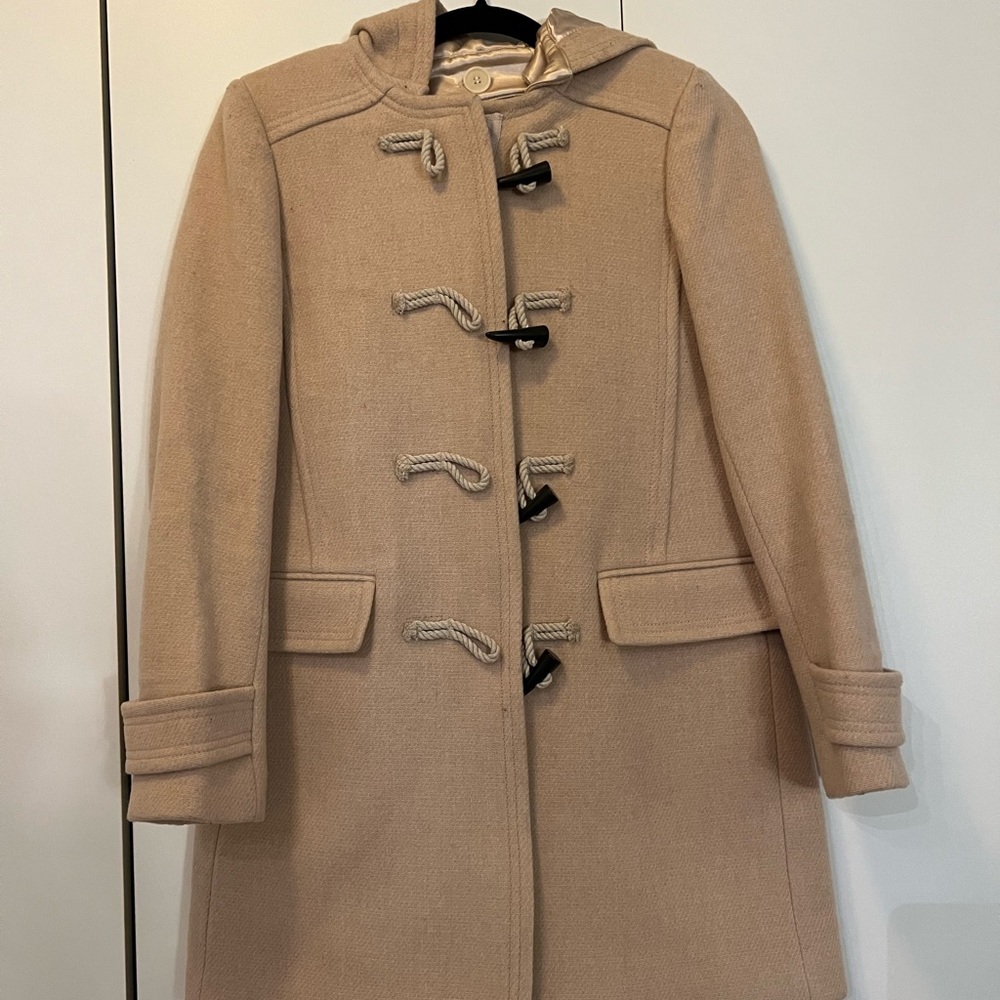J Crew Coat - tan with zipper and toggles